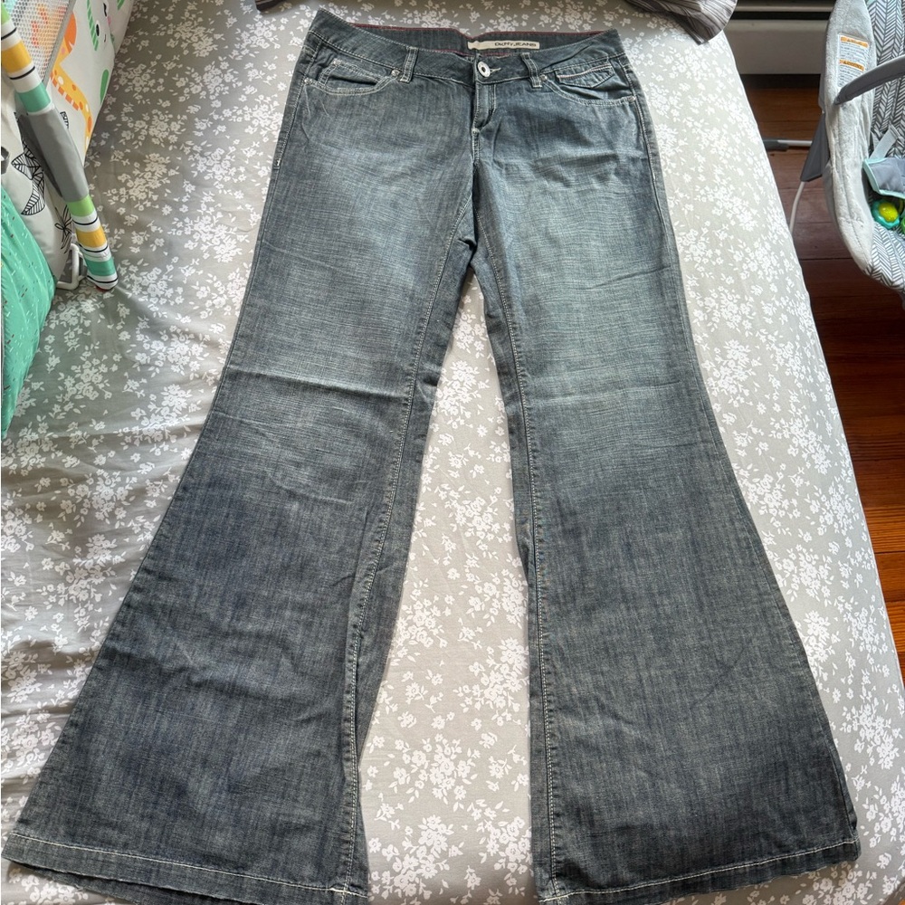 Dkny Gray Flare Wide Leg Jeans